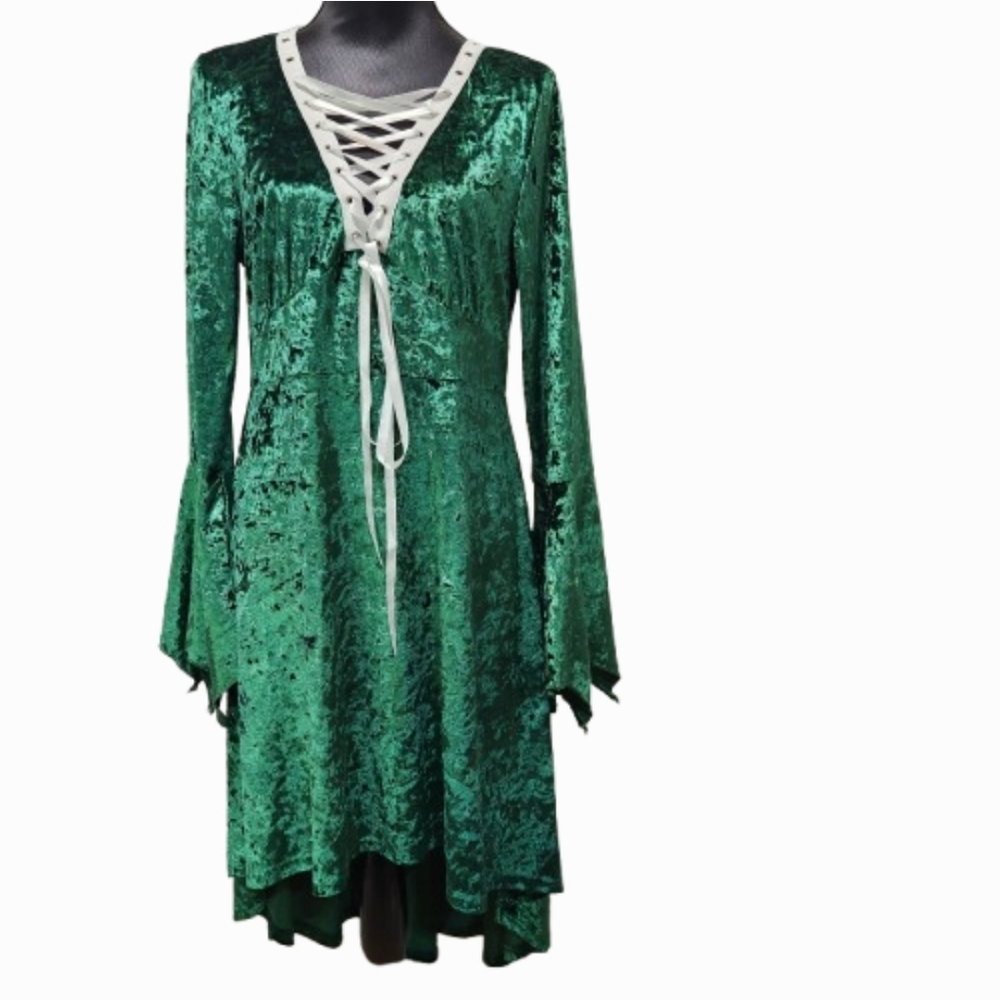 Green Velvet DRESSFO Hi Low Festival Cosplay Dress (US 12)